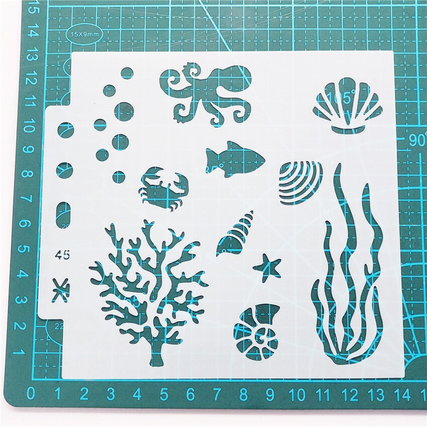 13*14CM seaweed shield DIY cake scrapbook stencils hollow Embellishments printing lace ruler Valentine's Day Cover template