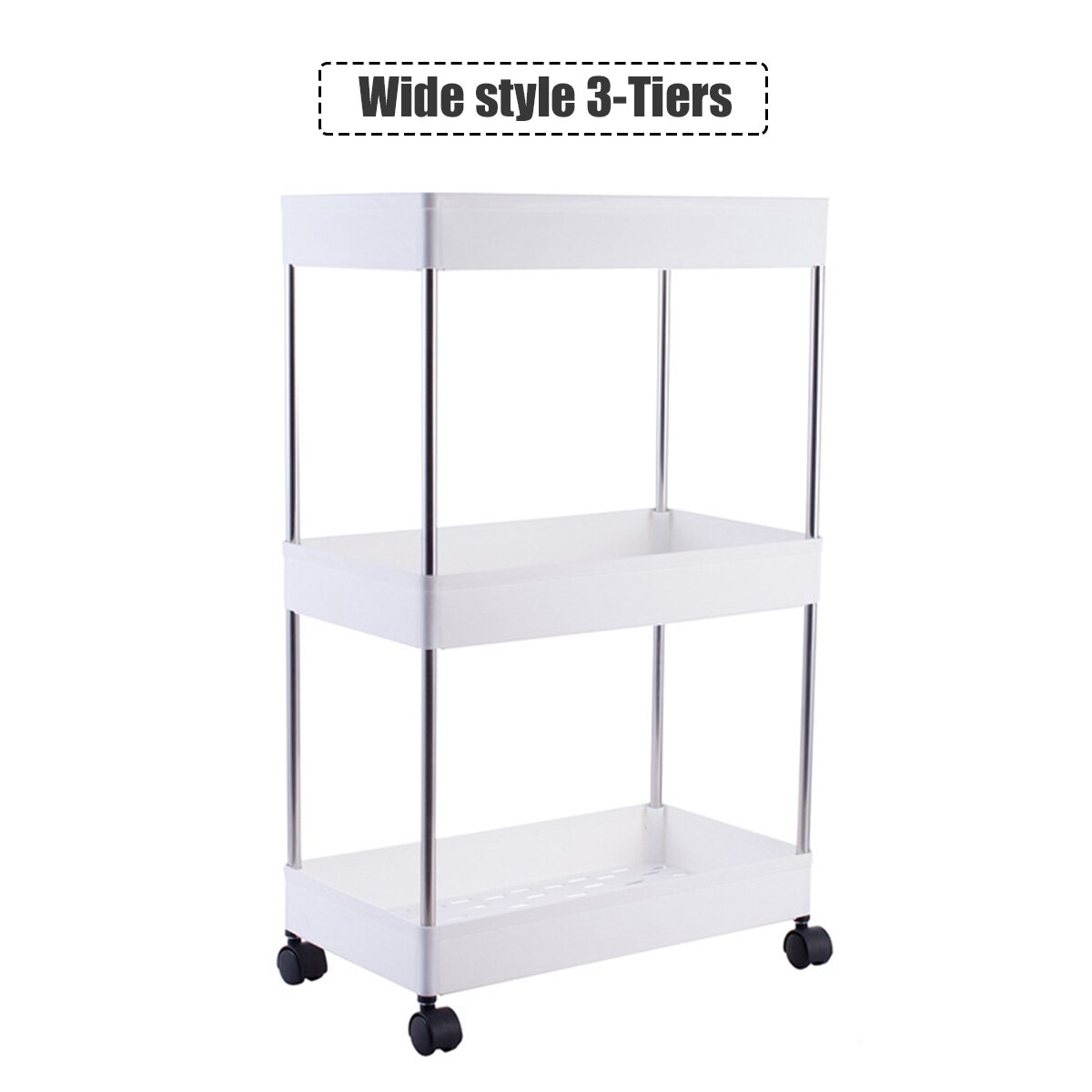 Kitchen Storage Rack Fridge Side Shelf Space Saving Organizer Movable Assemble Plastic Bathroom Organizer Shelf 3/4 Layer: W 3 Tier