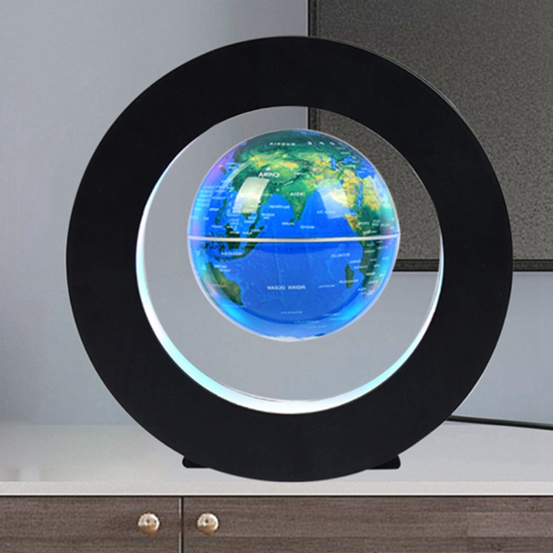 Floating Globe Globe World Map Magnetic Levitation Globe C-Frame LED English Blue Globe for Kids US Plug