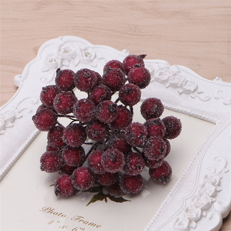 40 stk dekorativ mini jul frostet frugt bær kristtorn kunstig blomst: 3 t 00107- dr