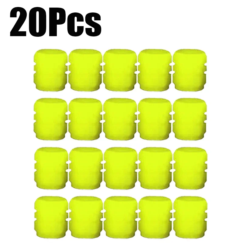 20 piezas Mini tapas luminosas de válvula de neumático, cubierta de válvula brillante colorida para motocicleta y coche, decoración de estilo de cubo de rueda de neumático, accesorios para automóvil: Oro