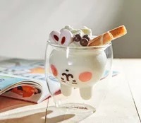 Glass Mugs Double Wall Glass Mug Bear Cat Dog Animal Double-layer Glass Tea Mug Coffee Cup Christmas Mug Cute Tea Milk Cup: I