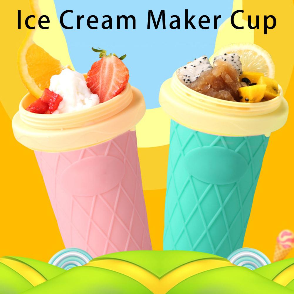 Silicone Smoothie Cup DIY Ice Cream Maker Homemade Double Layer Squeeze Cup Ice Slush Making Bottle Kitchen Tool
