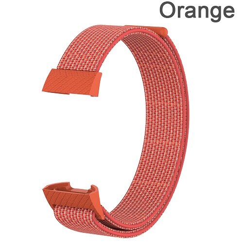 Erstatningsstrop armbånd til fitbit charge 3 strækbart nylonfiberbånd magic tape loop fitness tracker: Orange