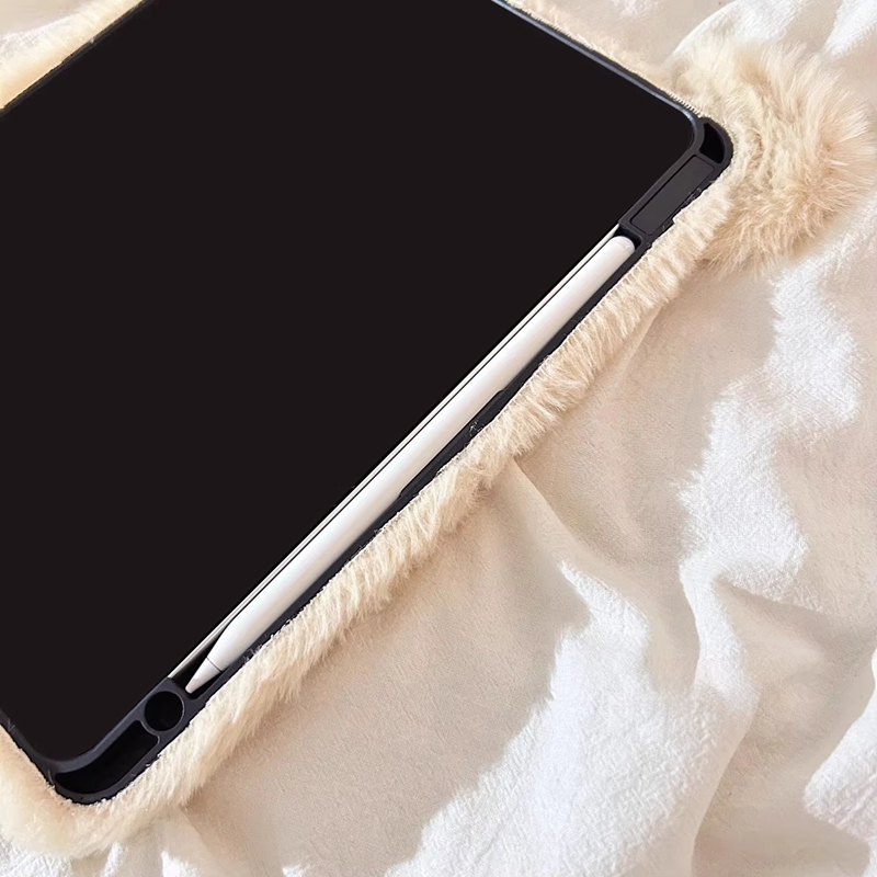 Fluffy, plysjpelsetui til nettbrett til apple ipad 10.9 air 6 pro 11, søt tegneseriebjørn, plysjbjørn, nettbrettetui til ipad air 6 air 13 pro