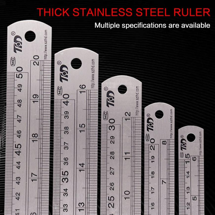 Steel Ruler 15cm/20cm/30cm/40cm/50cm Stainless Steel Drawing Straight Ruler Precision Double Sided Metal Ruler Measuring Tool
