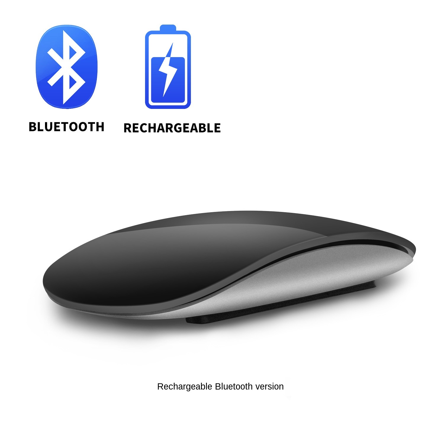 Souris tactile Ultra fine et silencieuse, sans fil, multi-arc, pour ordinateur portable, Ipad, Mac, PC, Macbook, Bluetooth 5.0: Charging black
