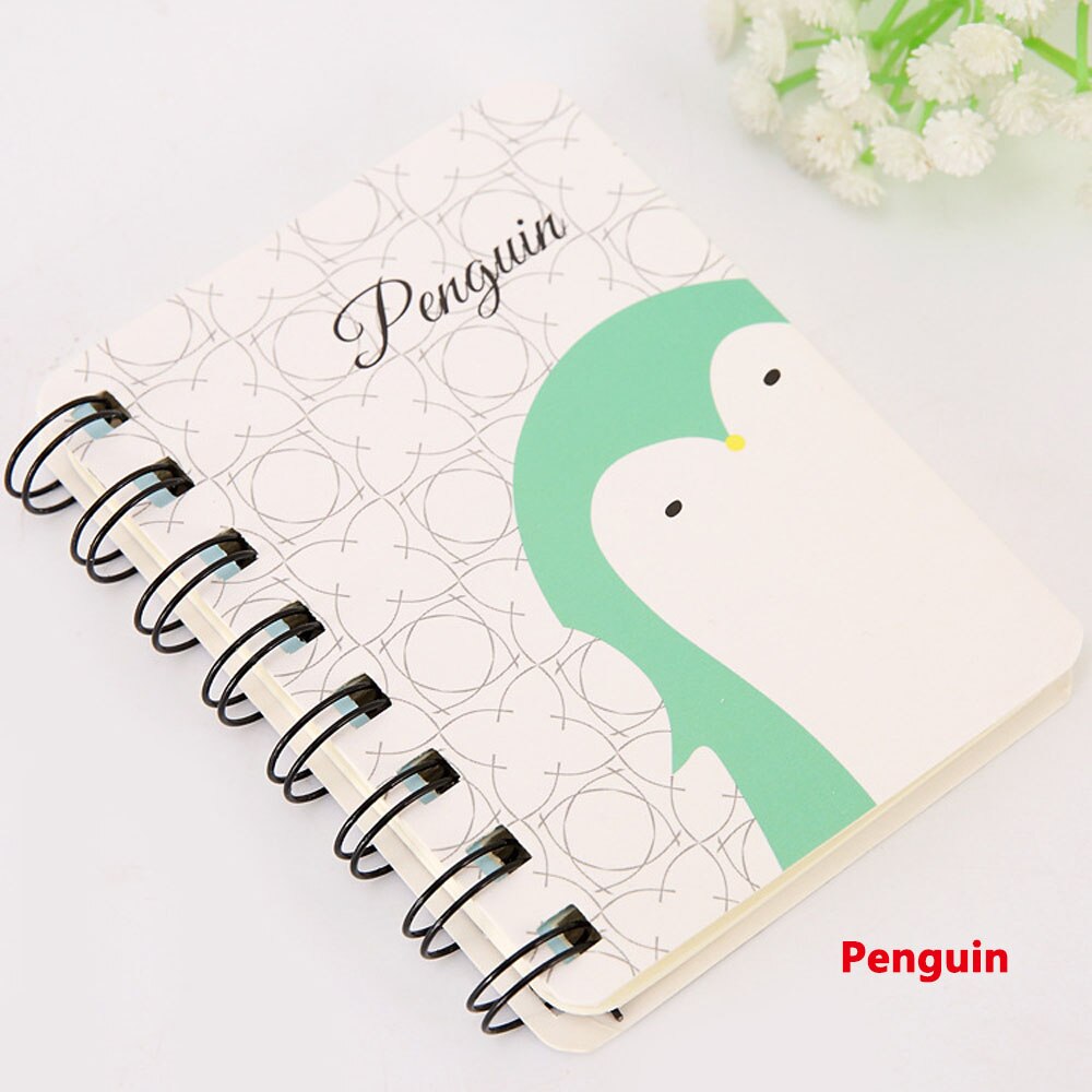 1 Pcs Notebook Creatieve Schattige Dieren Cartoon Rollover Spoel Notebook Flanner Tijdschrift Agenda Dagboek Schetsboek: penguin