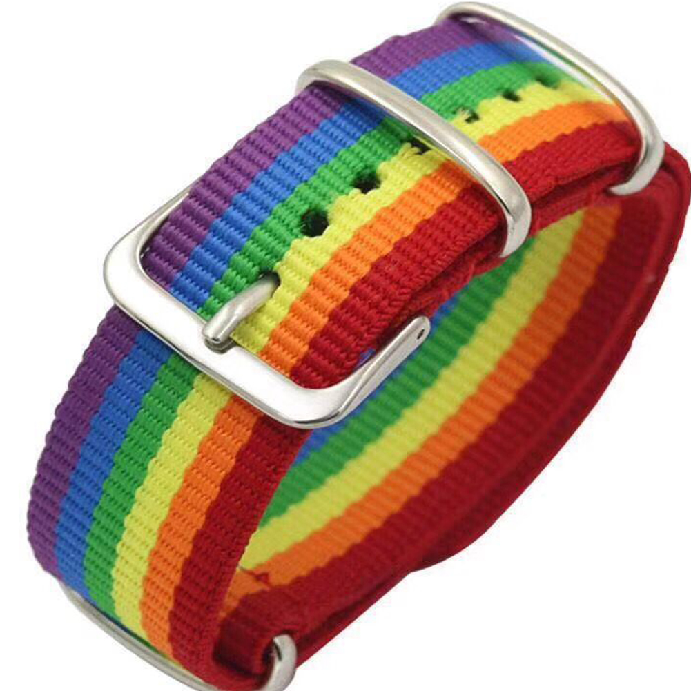 Rainbow Watch Band Nylon Rainbow Bracelet Couple Men Women Couple Friendship Ribbon Collar Punk Jewelry Party