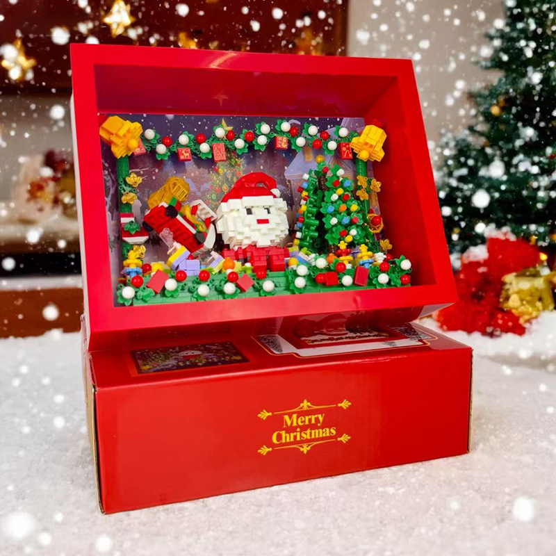Christmas Micro Bricks Blocks Santa Claus Photo Puzzle Match Picture Frame Building Blocks Kids Toys DIY Home Decoration