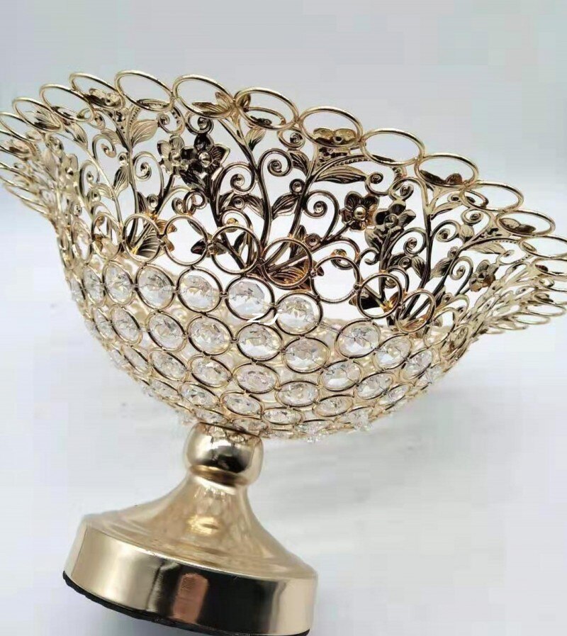 Keukenaccessoire vergulde metalen ronde fruitschaal snoepschaaltjes voor bruiloften en feesten borden voor huisdecoratie