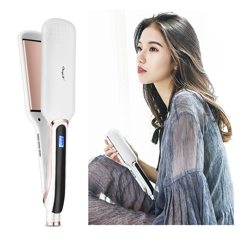 Ultra-wide Plate Hair Straightener LED Display Ceramic Flat Iron Multiple Temperature Adjusted Hair Styling Tool 40
