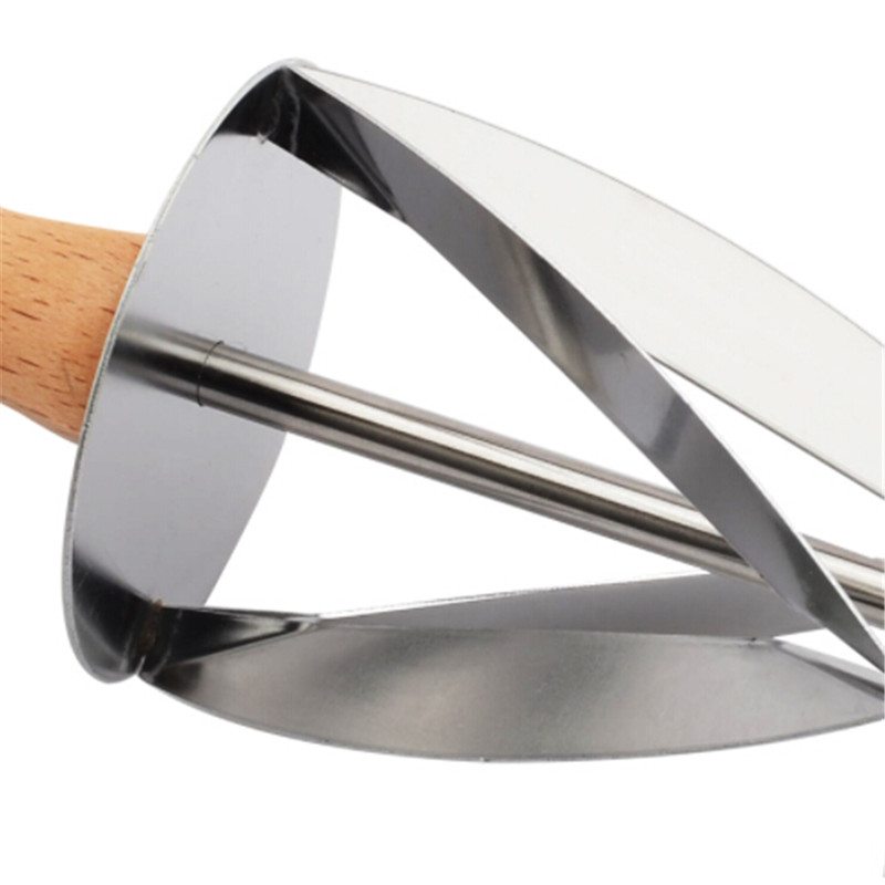 1 st rostfritt stål rullskärare för att göra croissant bröd hjul deg bakverk kniv träskaft bakning kökskniv