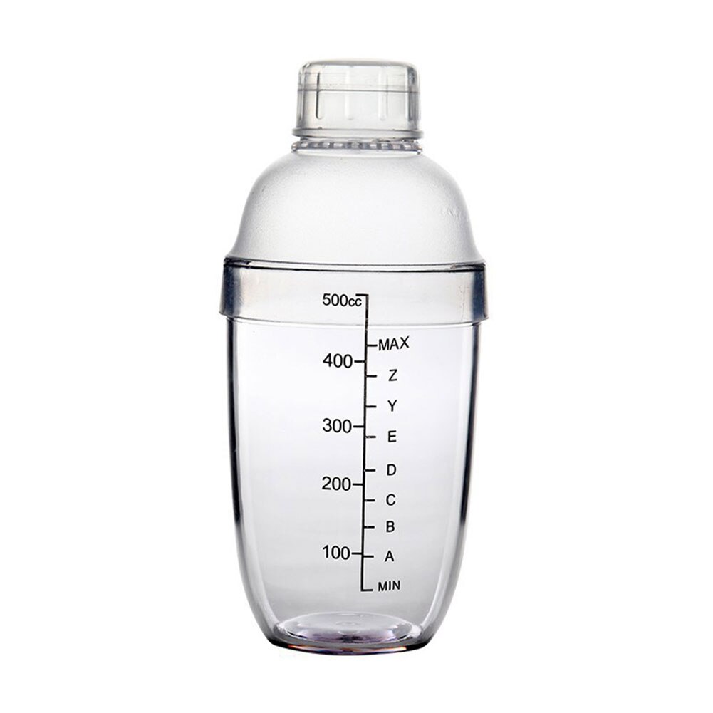 Hjemme cocktail shaker gjennomsiktig harpiks kaffe bar verktøy flaske drikke barware drikke med skala fest vin mikser bærbar: 500ml