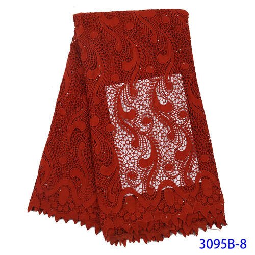 Nigerian African Lace Fabrics 5Yards Guipure Lace Fabric African Cord Lace Fabric For Wedding Dress French Lace: Picture 8