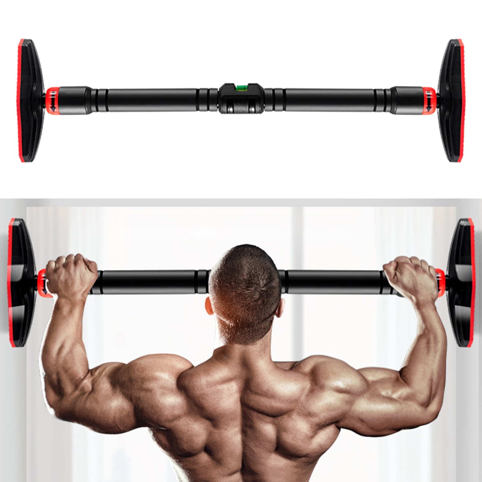 Hoge Sterkte Pull Up Bars, Verstelbare Deuropening Pull Up Bar Geen Schroef Bovenste Chin Up Bar, 440LB Home Fitness Deur Oefening Bar