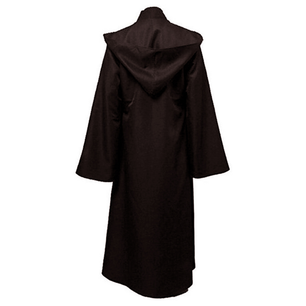 Capa de halloween macia unissex com capuz, camisa longa, robe preto, capa de bruxa, cosplay, feiticeiro, adereço, suprimentos para festa, decoração de feriado
