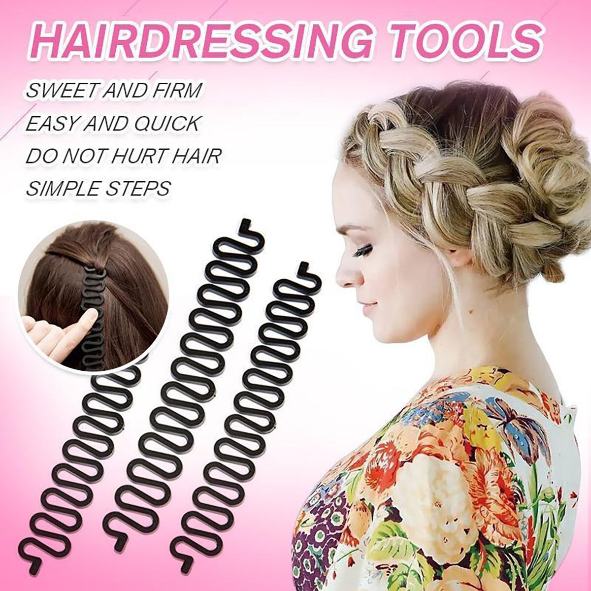 Hair Dressing Tools Women Braid Plaiting Twist Hair Styling Tool Braider Roller Hook Bun Maker Hairdressing Tool