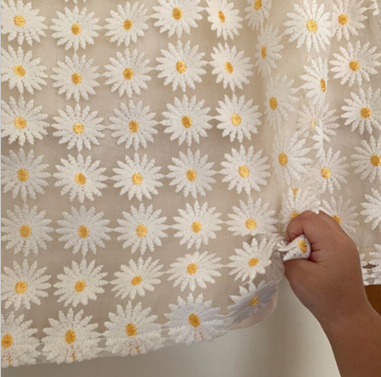 Baby Zonnescherm Ins Stijl Kleine Daisy Katoen Auto Gordijn Mesh Kant Opknoping Doek Zonnescherm Interieur Decoratie Achtergrond Doek