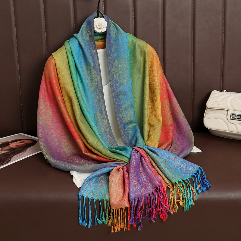 Bufanda de Cachemira de de lujo para mujer, chal y chales cálidos estampados para invierno, Pashmina, Bandana larga de Jacquard, Paisley, 2024: Gris