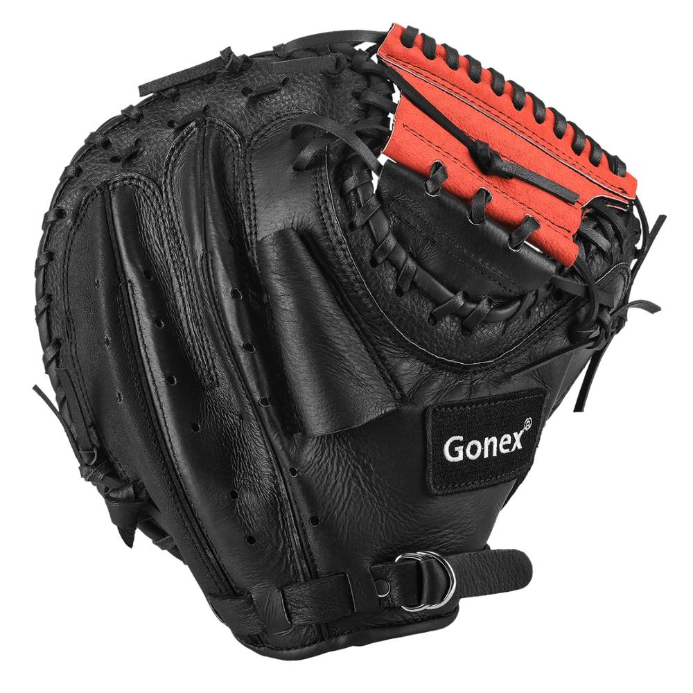 Gonex Baseball Catcher Handschoenen Lederen Softbal Tiener Baseball Catcher Handschoenen Rechterhand Gooi 32 Inch Met Draagtas