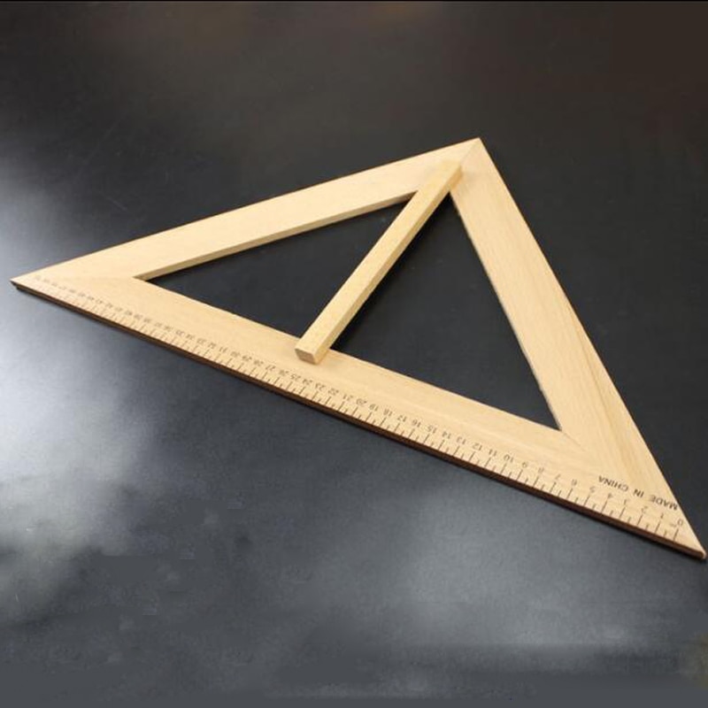 2Pcs Large hand held right angle triangle ruler teaching solid wood original wooden ruler drawing teacher lecture supplies