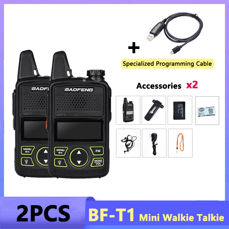 1/2/4PCS Baofeng BF-T1 MINI Walkie Talkie UHF 400-470MHz USB Charger Portable Two Way Radio Noise Cancellation Kids Toys: black / EU