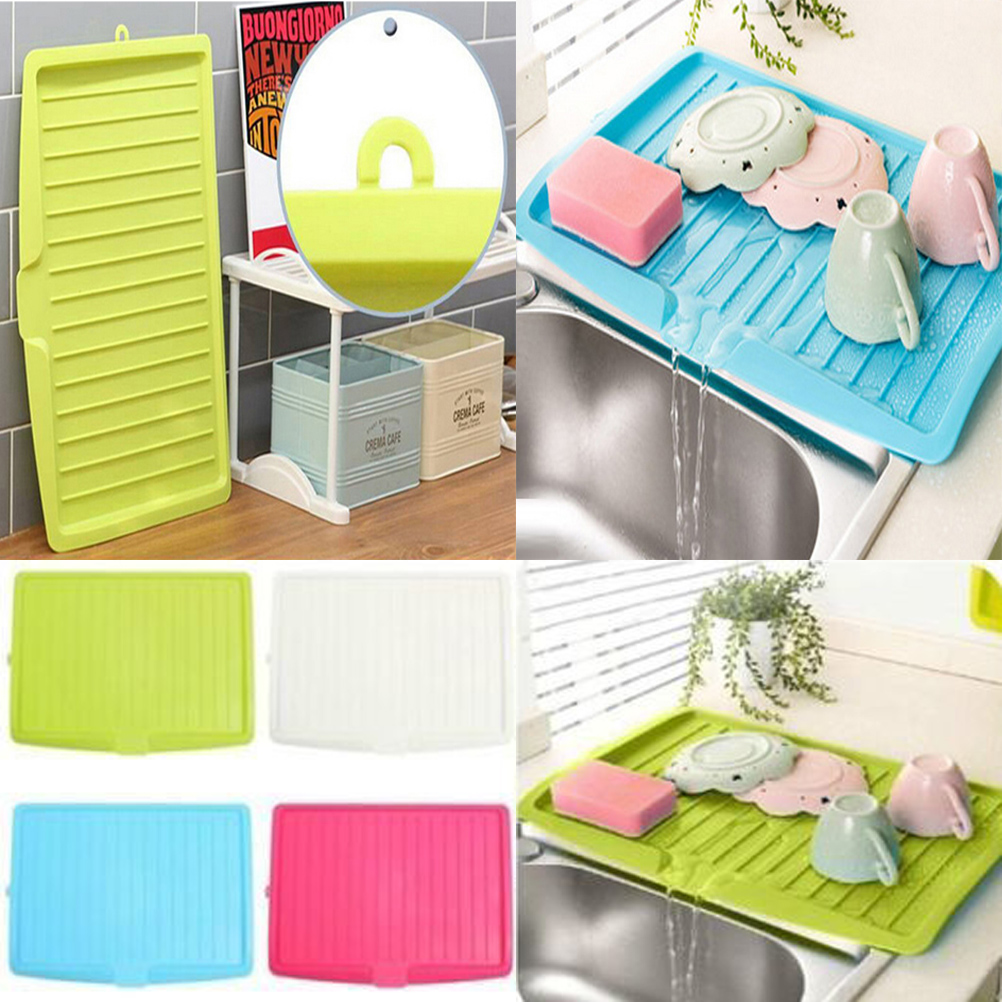 Plastic Dish Drainer Drip Tray Plate Cutlery Holder Kitchen Sink Rack for household