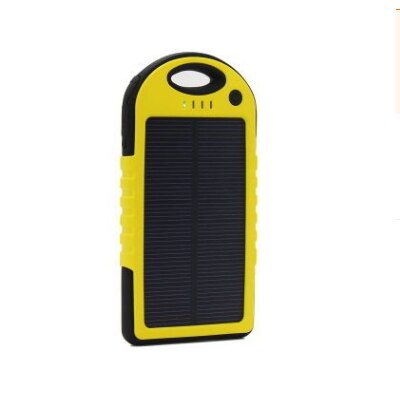 Universal solar power bank 5000mah Portable Waterproof Solar charger Dual-USB Solar battery Charger for iphone samsung all phone: Yellow