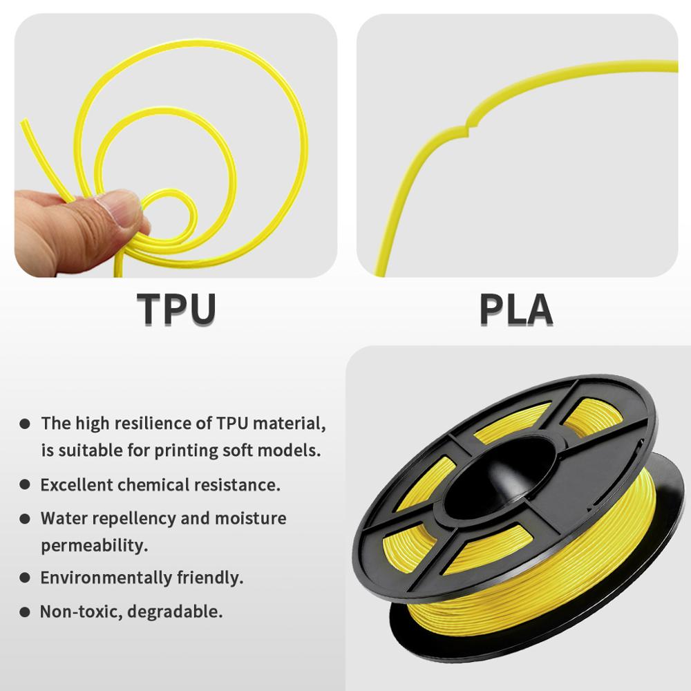 Tpu 3D Filament Flexibele Gele Kleur Filamenten 0.5Kg 1.75Mm Dimensionale Nauwkeurigheid 0.02Mm Geen Bubble Kleurrijke Afdrukken Materiaal