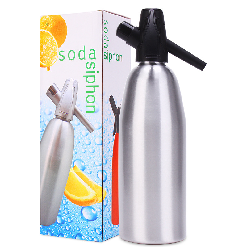 Manuell 1l brus maker  co2 dispenser vann boble generator kul drikke cocktail brus maskin aluminium bar gjør selv vanndispenser