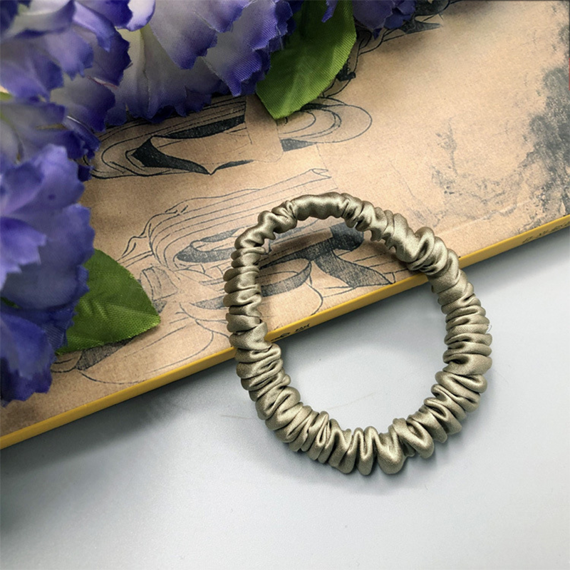 Silk Women's Hair Scrunchie Hairband 1cm wide Elastic Band Ponytail Holder Hair Accessories: light green