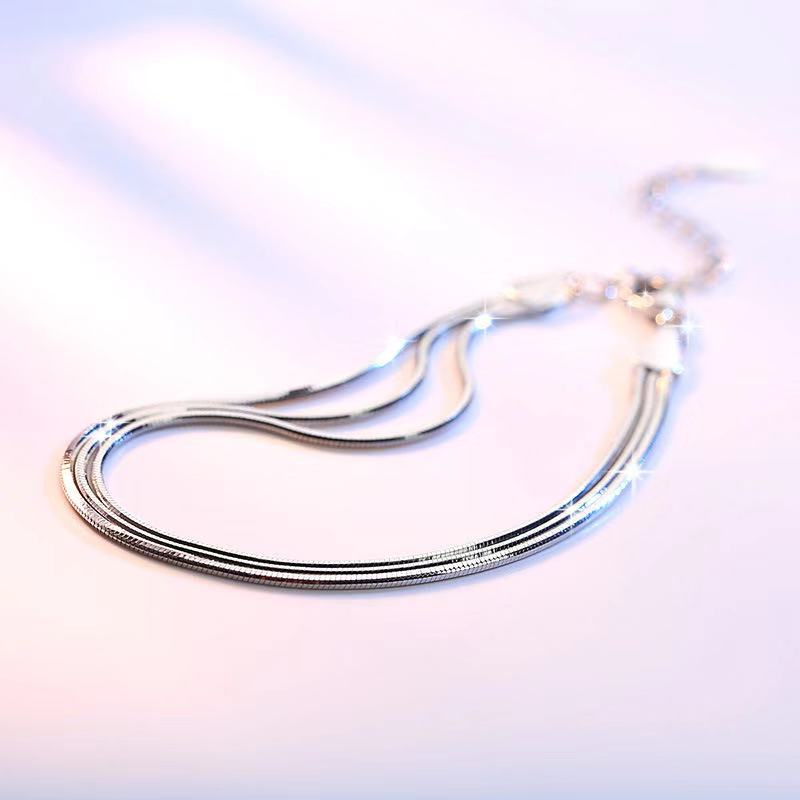 ModaOne déclaration deux couleurs 925 en argent Sterling trois rangées serpent chaîne Bracelet pour femmes fille plus récent bijoux de: K19-Silver
