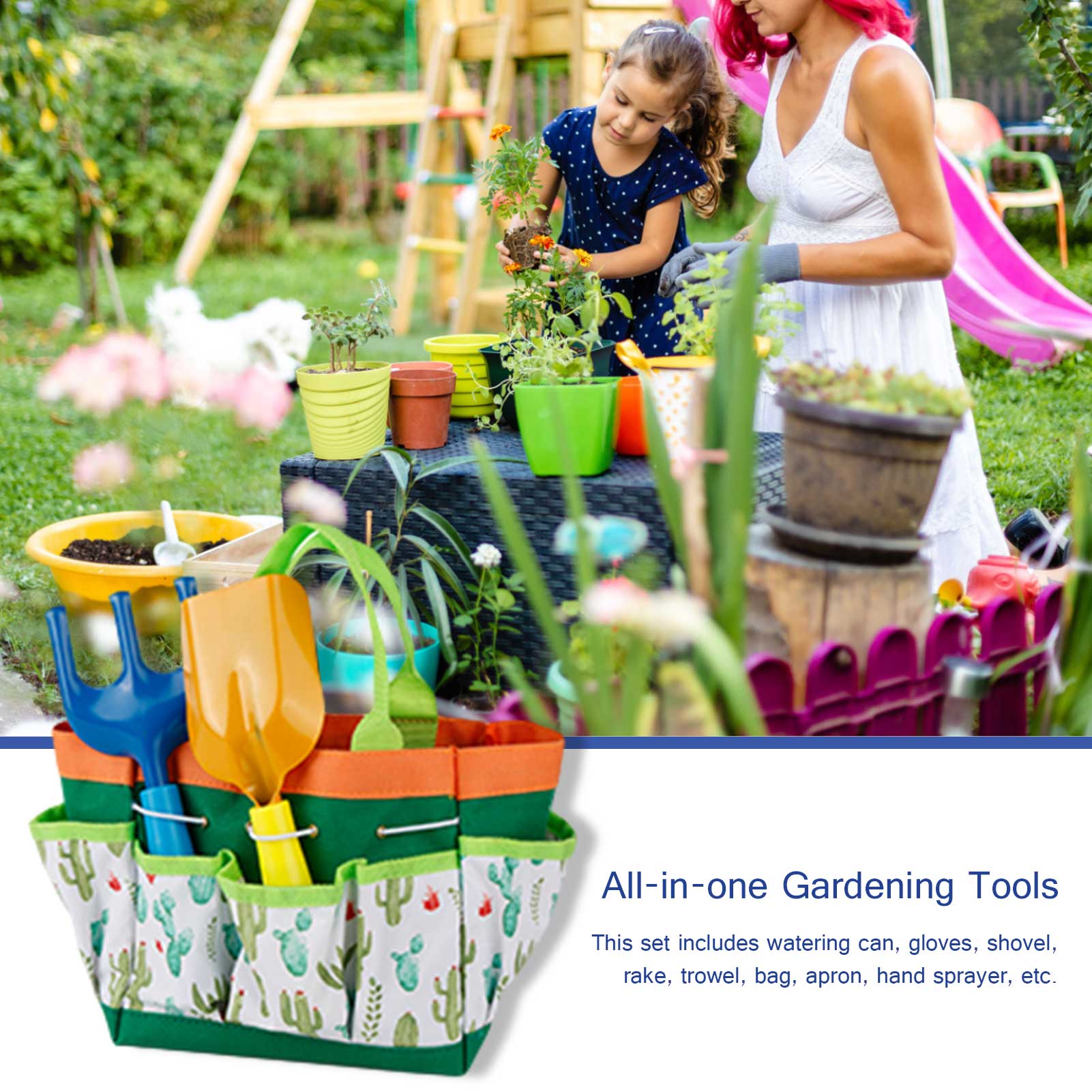 Kids Tuinieren Set Kids Interessante Tuinieren Tool Mini Troffel Rake Schop Vork Gieter Schort Toolkit Fun Voorschoolse Speelgoed