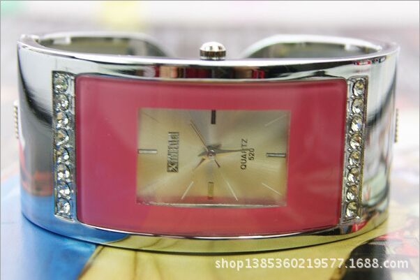 Square color Diamond Ladies Watch Bracelet Watch: Pink