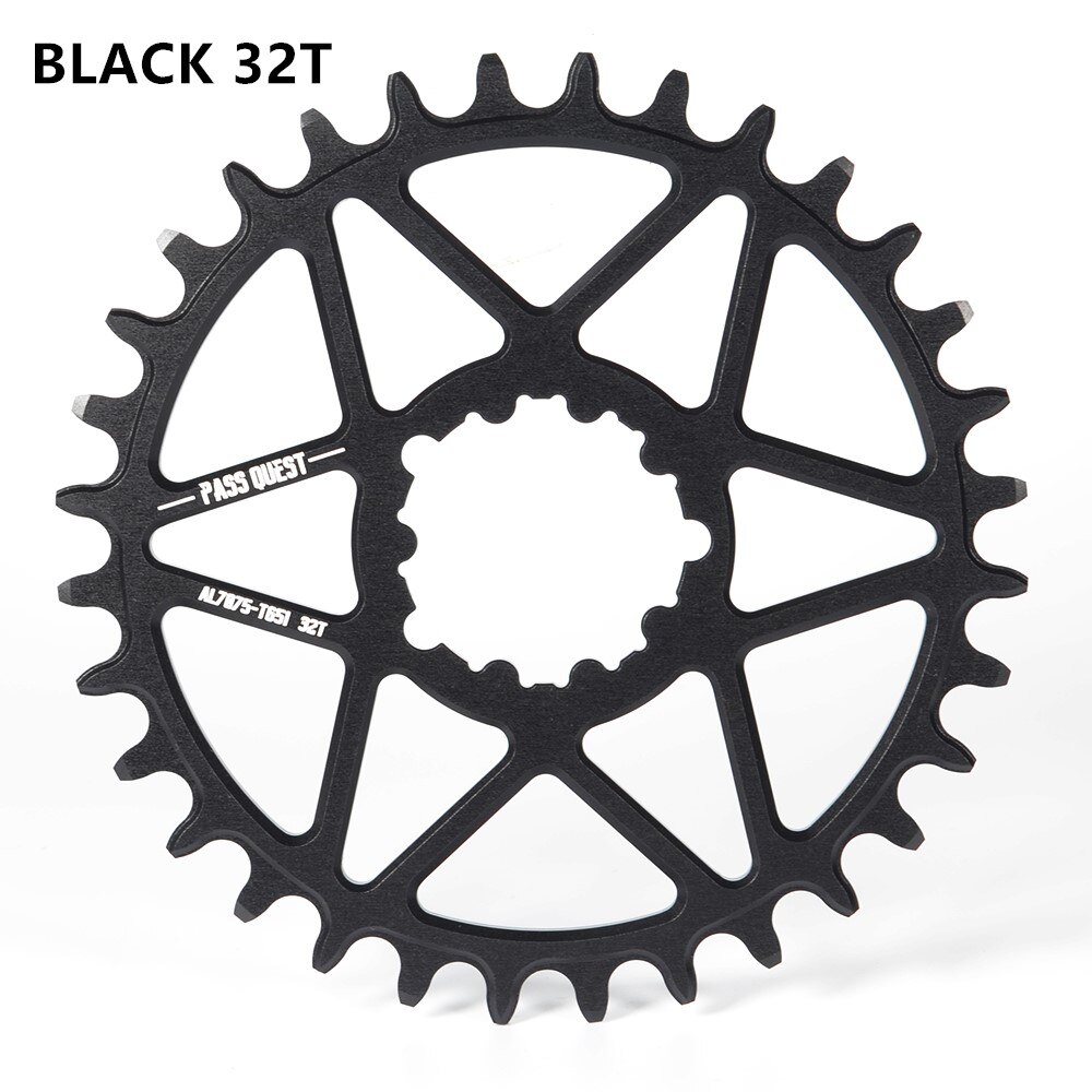 PASS QUEST SRAM gx xx1 eagle GXP round mountain bike narrow sprocket 30-44T bicycle bicycle sprocket 0mm offset crank 7075 alum: BLACK 32T