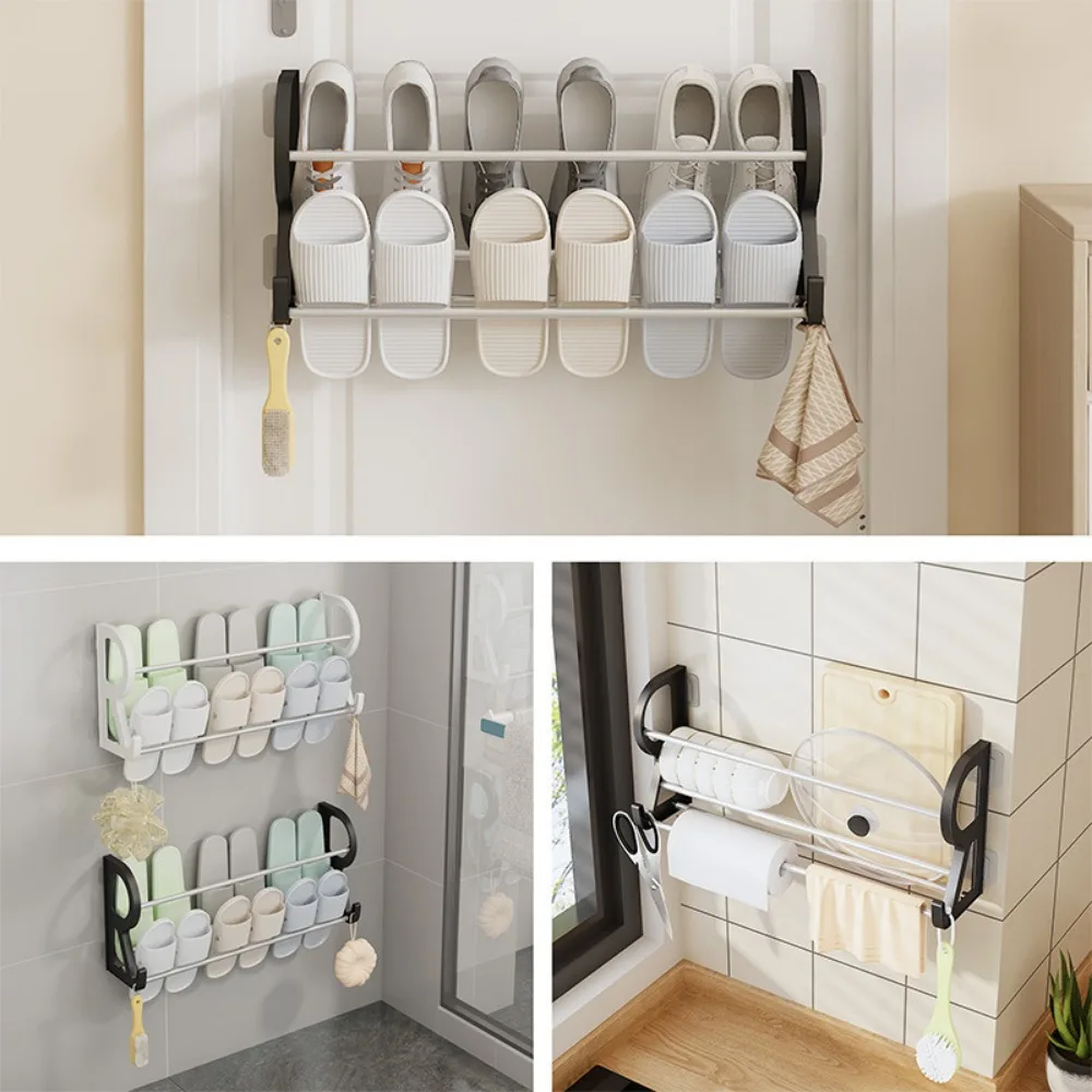 Boven de deur Schoenenrek Stickable Shoe Organizer Wandmontage Geen ponsen vereist Slipper Rack Badkamer Multifunctionele plank