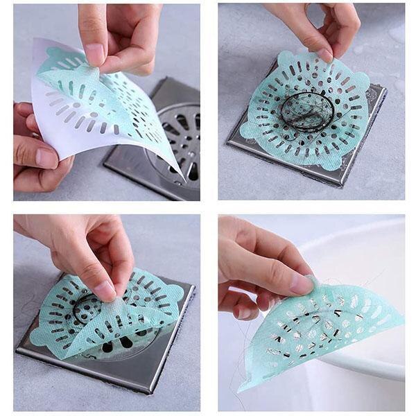 50PCS Universal Disposable Sink Filter One-time floor drain sticker Portable Drain Outlet Filter Hair Floor Floor Drain Stickers