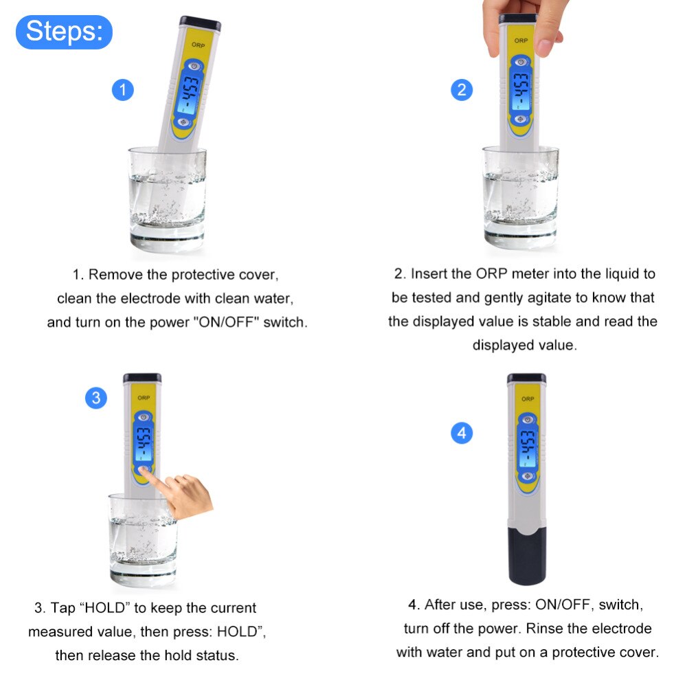 Portable Digital Water Analyzer Negative Potential Test Pen ORP Meter Water Tester Redox Test Pen