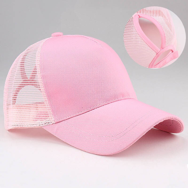 Berretto da Baseball a rete Casual estivo cappello da Baseball a coda di cavallo da donna Sport femminile cappellini Hip-Hop Snapback regolabili cappelli da sole: pink 1