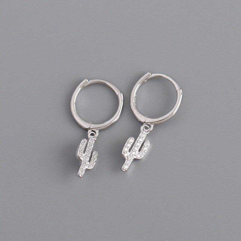 Ying Vahine 100% 925 Sterling Silber Kleinen Kaktus Anhänger Tropfen Ohrringe für Frauen