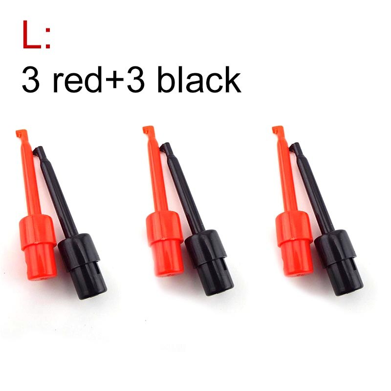 3 size Test Hook Clip Probe red black round flat Electronic Testing Hooks for Logic Analyzers Crocodile Clip electric Connection: L 3red 3black
