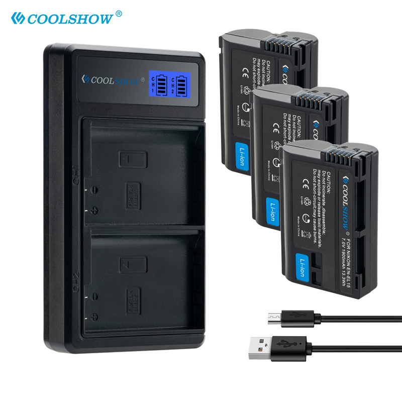 Batterie EN-EL15 mah pour appareil photo Nikon, 1900, pour modèles D7500, D7200, D7100, D7000, D850, D810, D810A, D800, D800E, MH25, V1, EN, EL15