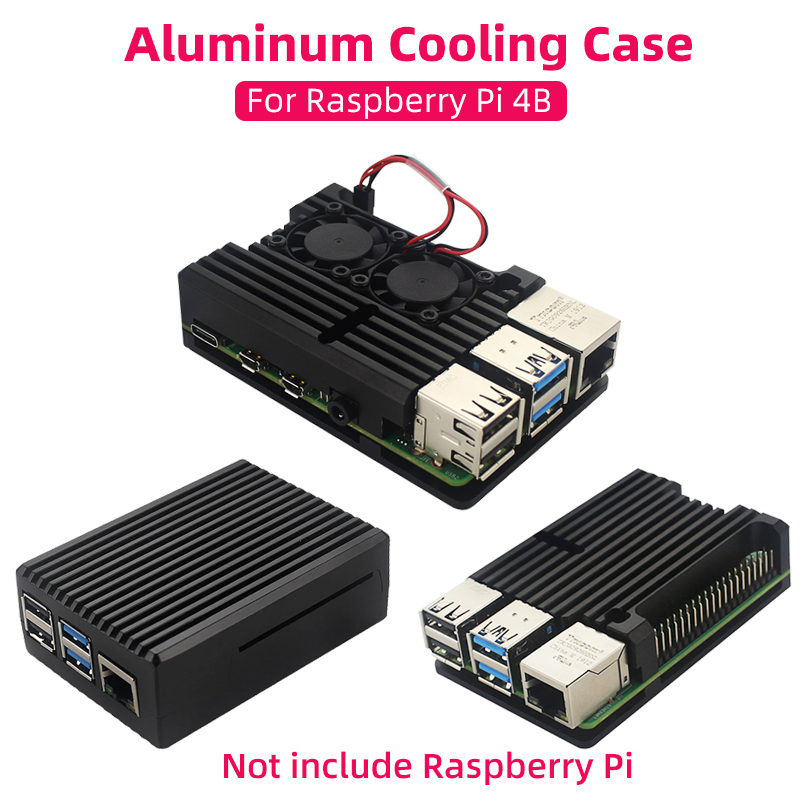 Aluminum Case for Raspberry Pi 4 Model B Armored Shell Passive Cooling Radiator Optional Dual Fan Cooler for Raspberry Pi 4