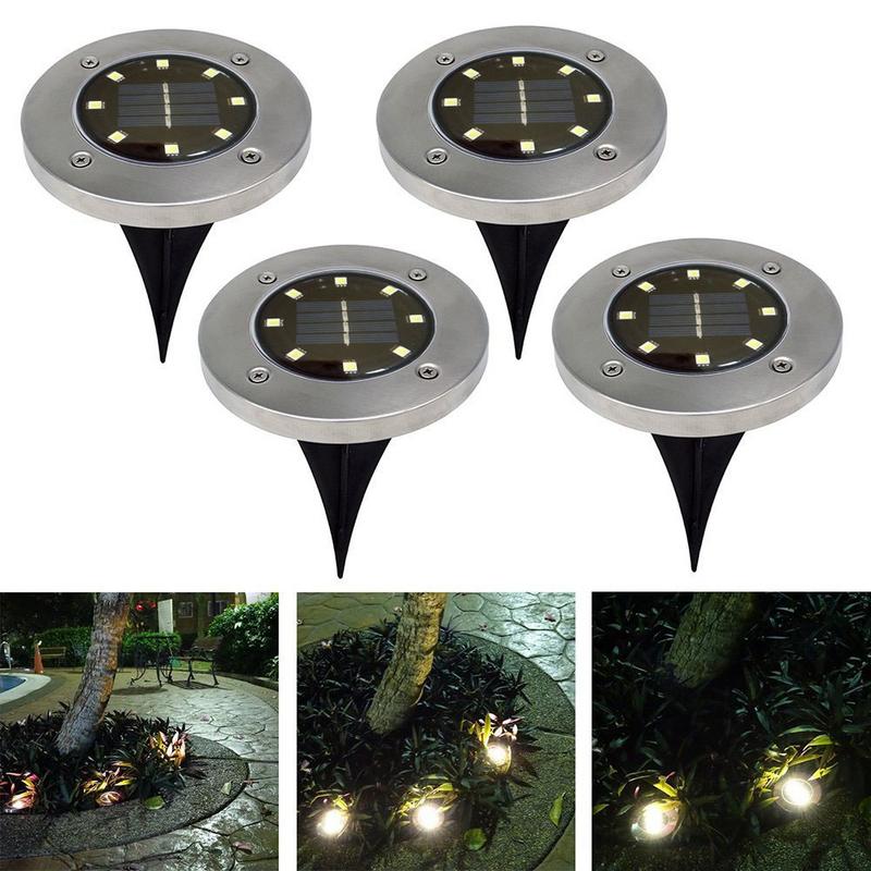 Viileä/lämmin valkoinen 8 led aurinkovoimalla haudattu valo maavalaisin ulkopolku tapa puutarha terassi maanalaiset lamput