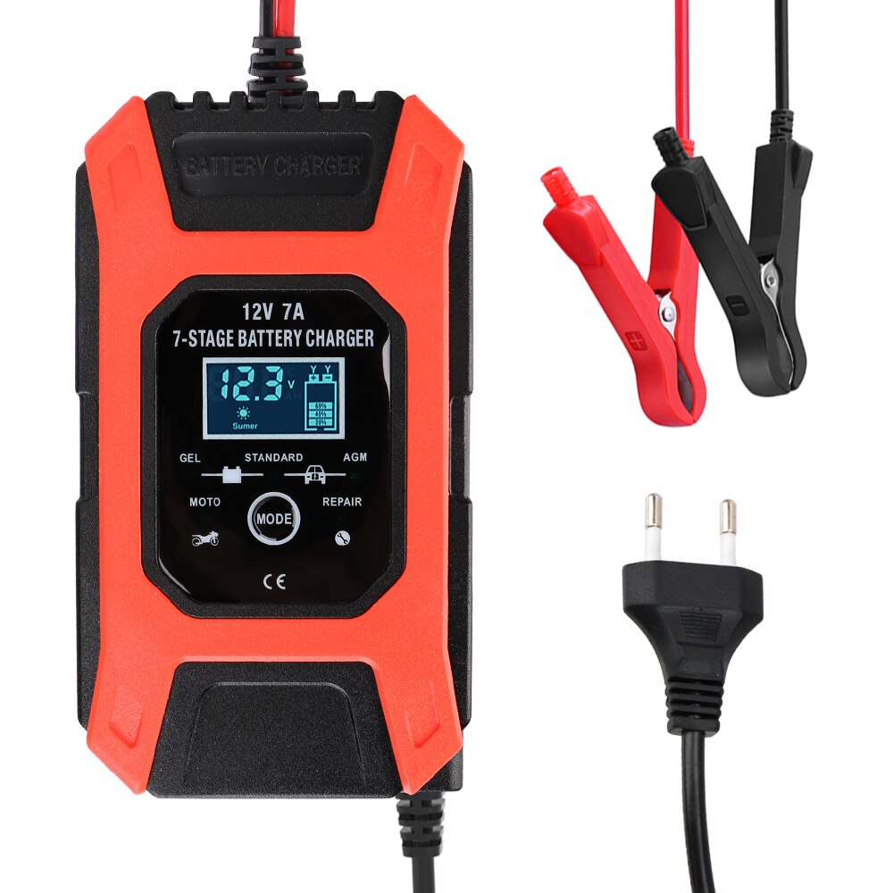 Automatic Smart Car Battery Charger Digital LCD Display 12V 7A 7 Stage Wet Dry Lead Acid Battery-chargers