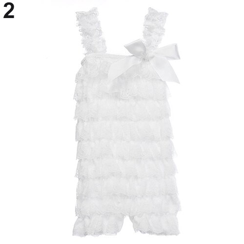 Girls' Lovely Cutie Bowknot Lace Ruffle Petti Toddler Baby Sling Romper Climb Jumpsuit: White L