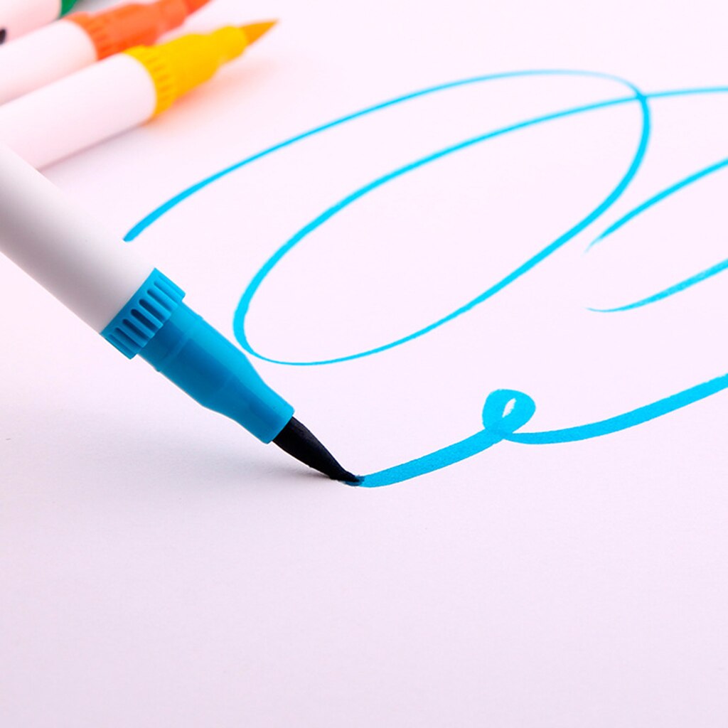 12 Kleuren Dual Tip Brush Pen Set Voor Volwassen Hand Belettering Zuur Gratis Geurloos