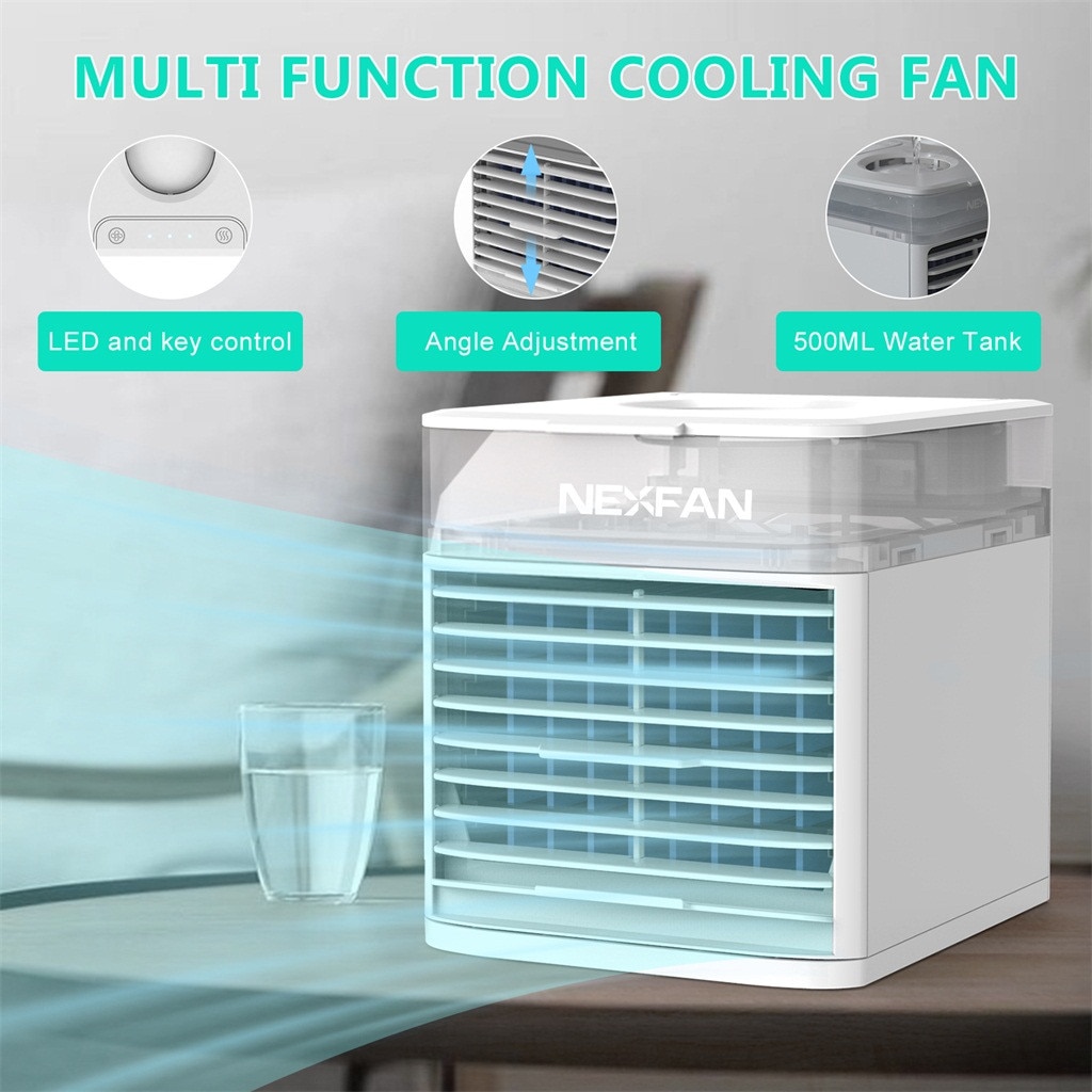 Portable Air Conditioner Mini Air Cooler Usb Charging Desk Cooling Fan 3 Speed Air Conditioner With 7 Colors Led Light#is#g40