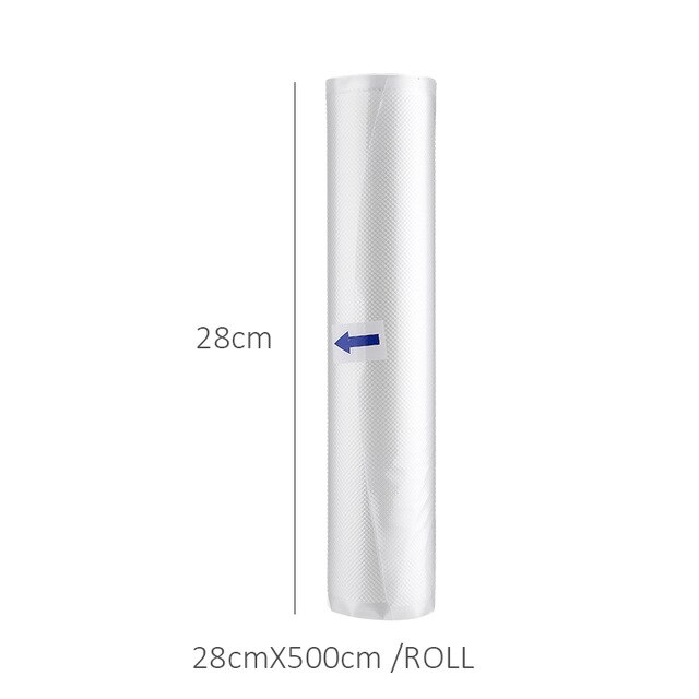 Elintarvikkeiden tiivistepussit rullat elintarvikefoliolle bpa-vapaa pussi elintarviketyhjiötä varten keittiön tyhjiöpussit ruokaa varten 12+15+20+25+28cm*500cm: 28cm